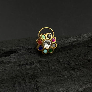 Navrattan Jadau Nose Pin